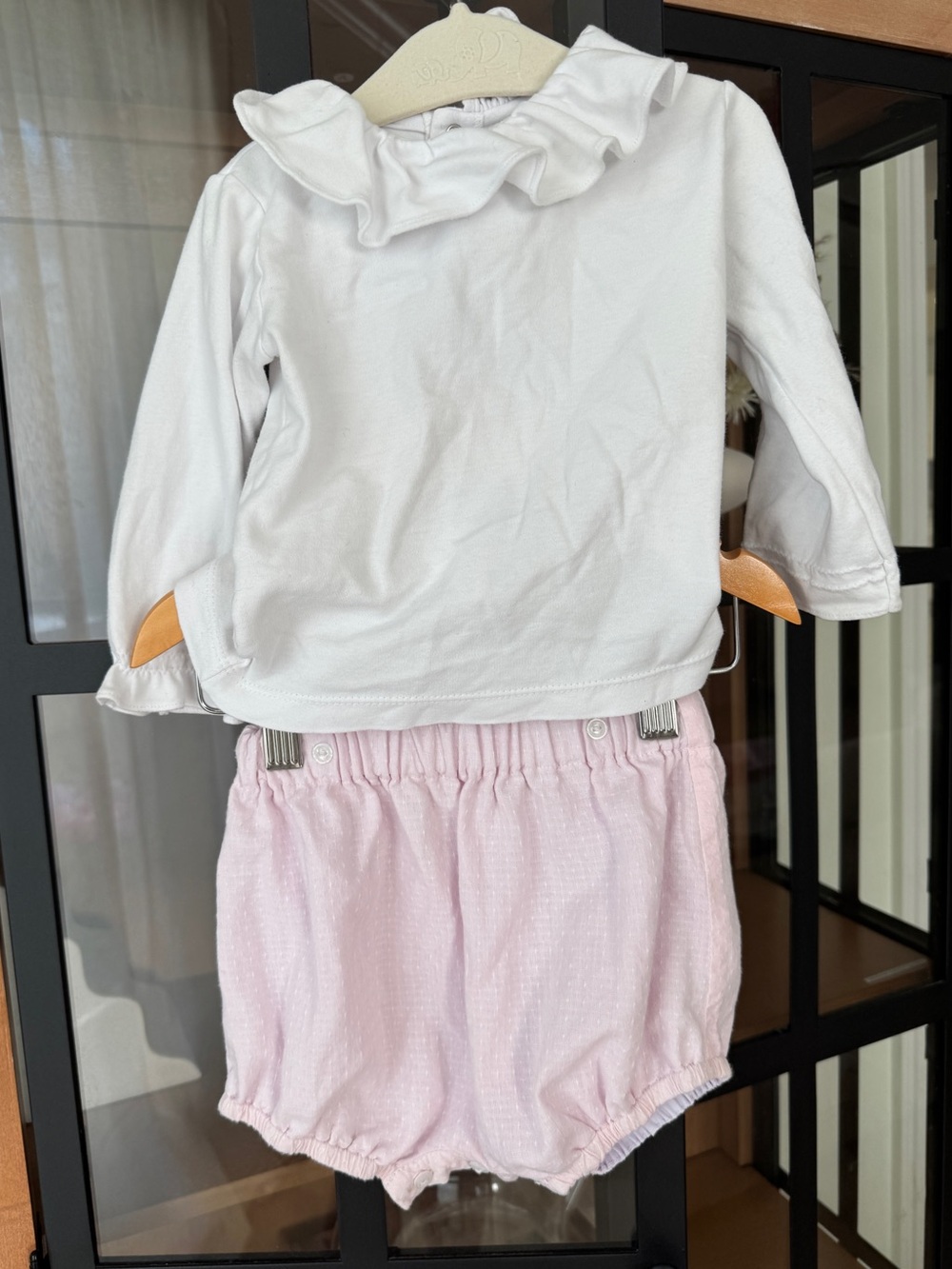 Sophie & Lucas set ruffle collar long sleeve top tee shorts bloomers baby girl